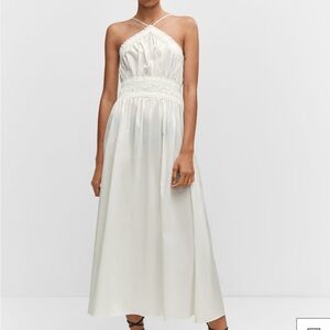 Mango White Halter Maxi Dress